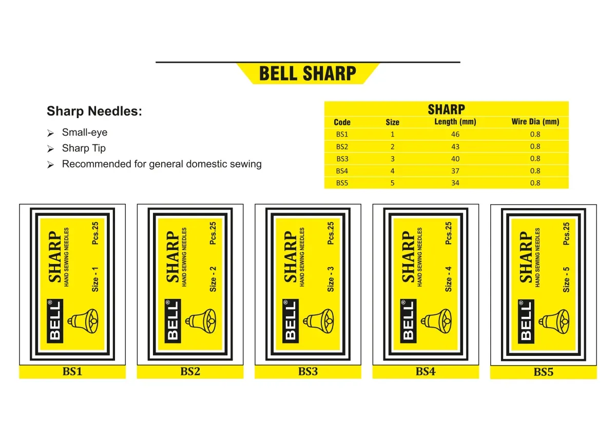 Bell Sharps Hand Sewing Needles (Size 1–5) — view 2 of 2