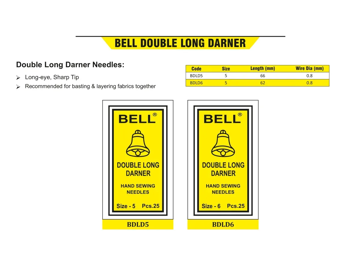 Bell Double Long Darner Hand Sewing Needles — view 2 of 2